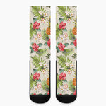 White Aloha Pineapple Pattern Print Crew Socks