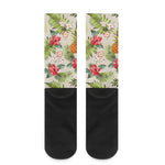 White Aloha Pineapple Pattern Print Crew Socks