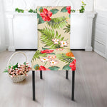 White Aloha Pineapple Pattern Print Dining Chair Slipcover
