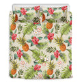 White Aloha Pineapple Pattern Print Duvet Cover Bedding Set