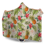 White Aloha Pineapple Pattern Print Hooded Blanket