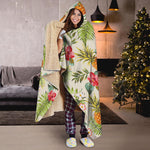 White Aloha Pineapple Pattern Print Hooded Blanket