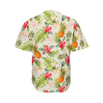 White Aloha Pineapple Pattern Print Men's Baseball Jersey