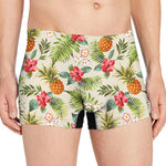 White Aloha Pineapple Pattern Print Men's Boxer Briefs