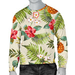 White Aloha Pineapple Pattern Print Men's Crewneck Sweatshirt GearFrost