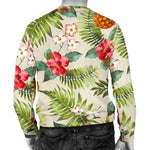 White Aloha Pineapple Pattern Print Men's Crewneck Sweatshirt GearFrost