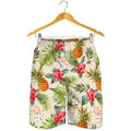 White Aloha Pineapple Pattern Print Men's Shorts
