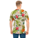 White Aloha Pineapple Pattern Print Men's T-Shirt