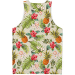 White Aloha Pineapple Pattern Print Men's Tank Top