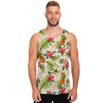 White Aloha Pineapple Pattern Print Men's Tank Top