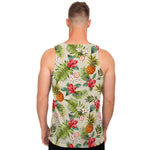 White Aloha Pineapple Pattern Print Men's Tank Top