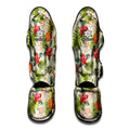White Aloha Pineapple Pattern Print Muay Thai Shin Guards