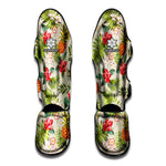 White Aloha Pineapple Pattern Print Muay Thai Shin Guard