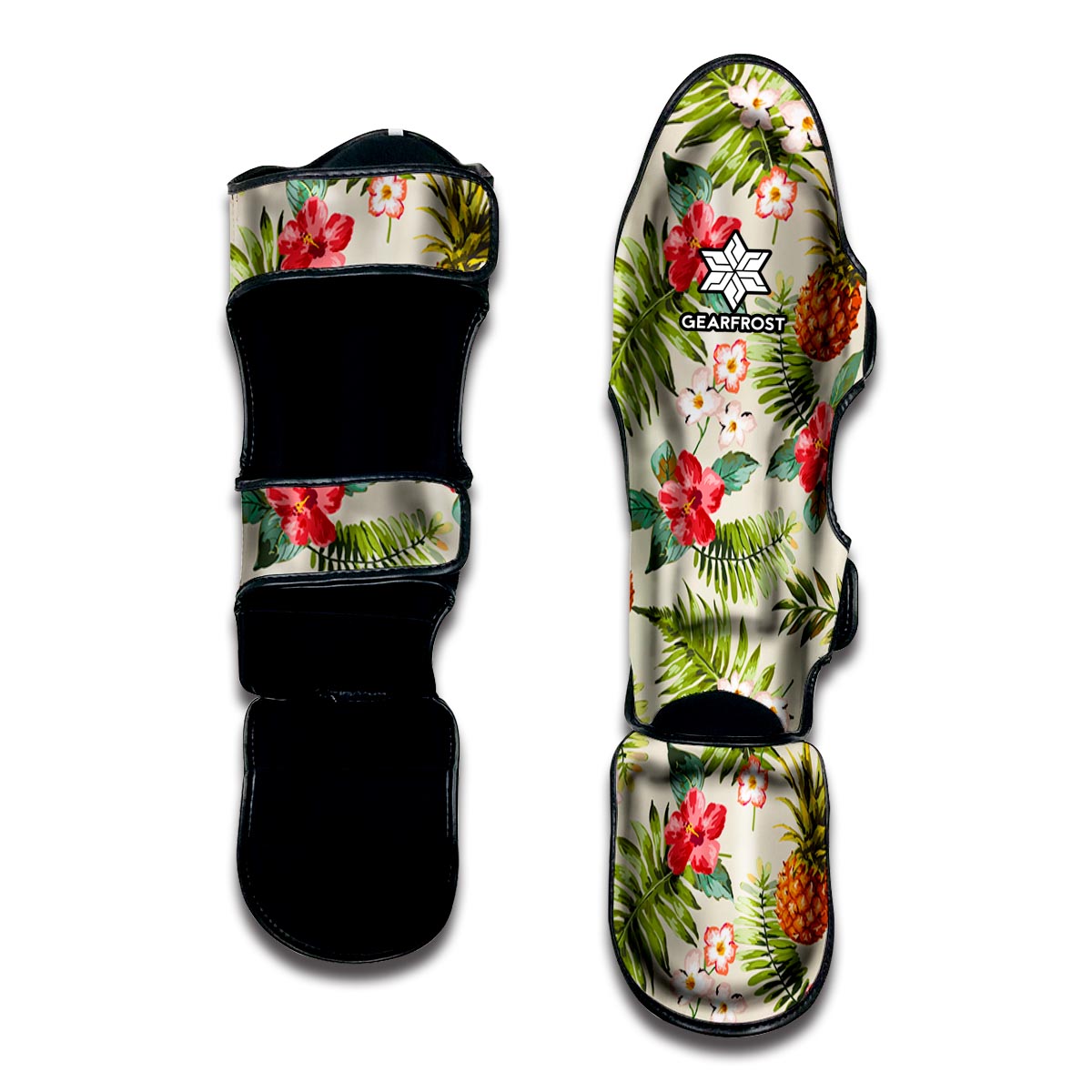 White Aloha Pineapple Pattern Print Muay Thai Shin Guard