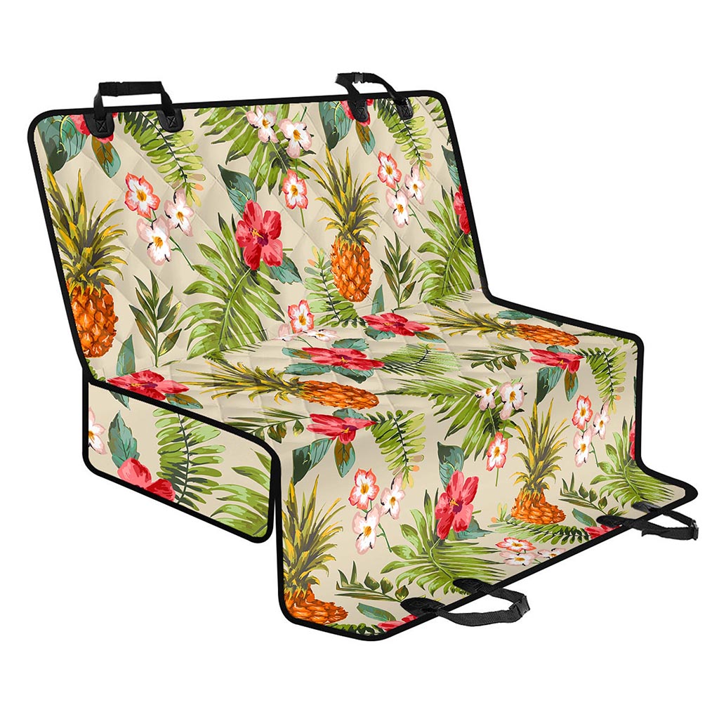 White Aloha Pineapple Pattern Print Pet Car Back Seat Cover