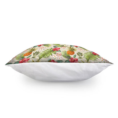 White Aloha Pineapple Pattern Print Pillow Cover