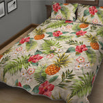 White Aloha Pineapple Pattern Print Quilt Bed Set