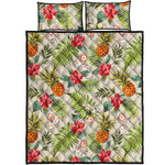 White Aloha Pineapple Pattern Print Quilt Bed Set
