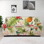White Aloha Pineapple Pattern Print Sofa Cover