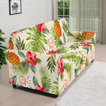 White Aloha Pineapple Pattern Print Sofa Cover
