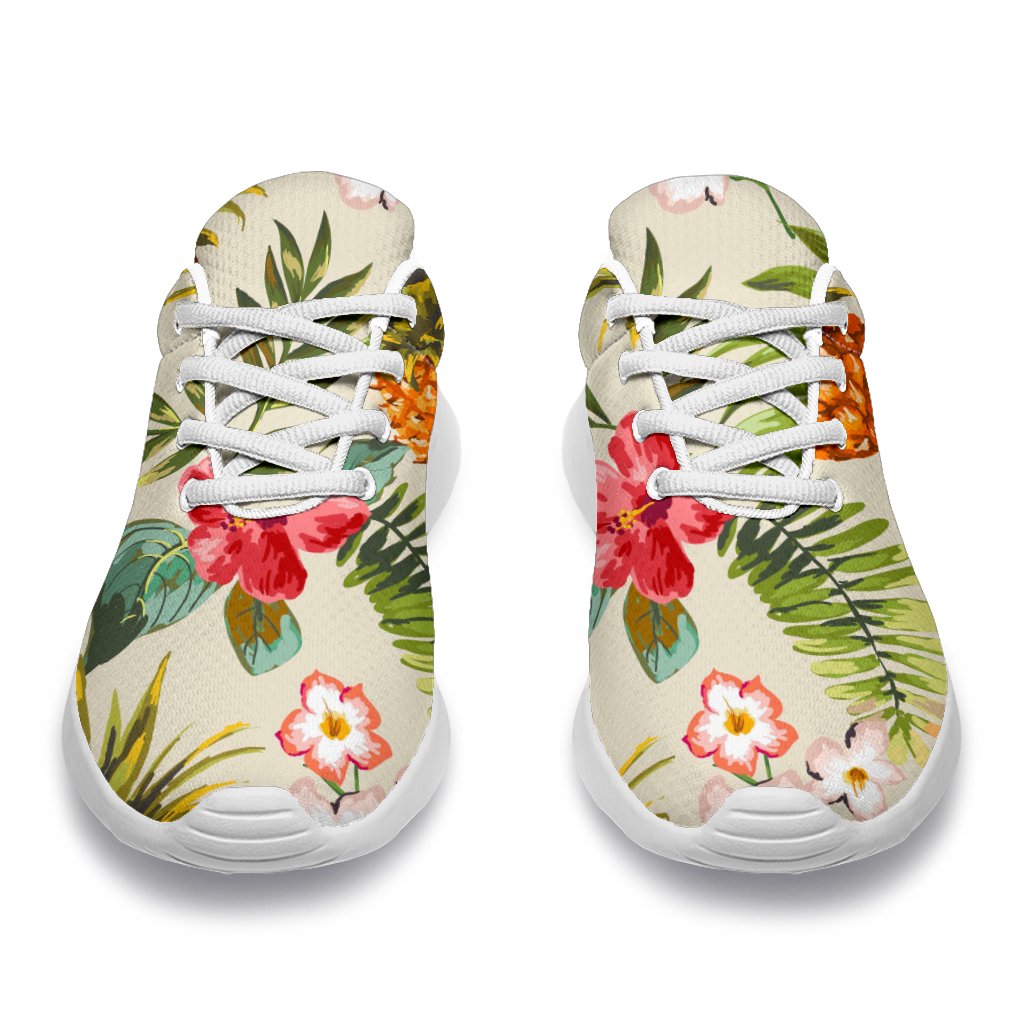 White Aloha Pineapple Pattern Print Sport Shoes GearFrost