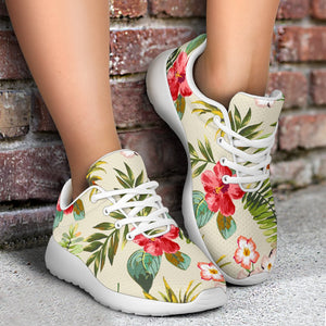 White Aloha Pineapple Pattern Print Sport Shoes GearFrost