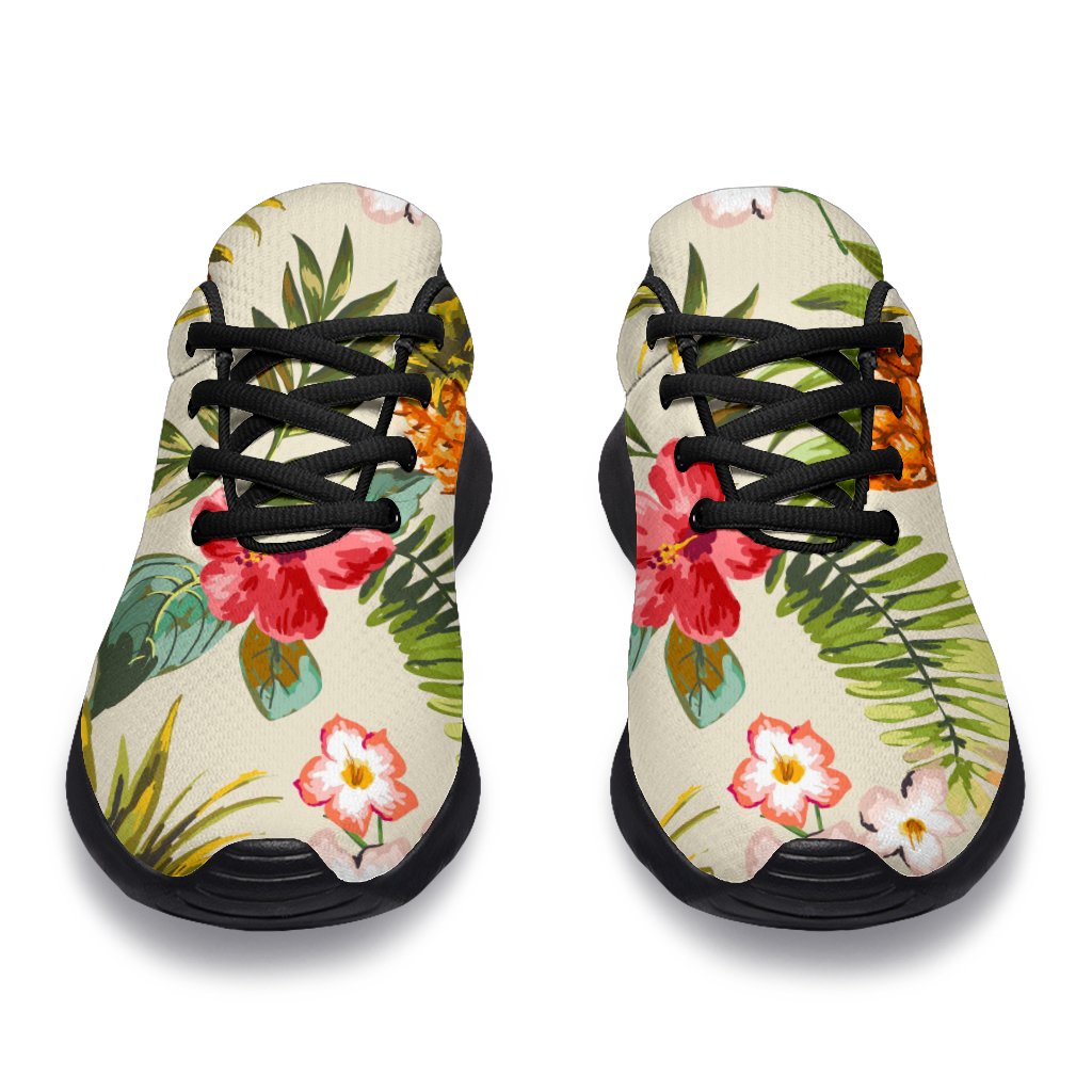 White Aloha Pineapple Pattern Print Sport Shoes GearFrost