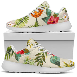 White Aloha Pineapple Pattern Print Sport Shoes GearFrost