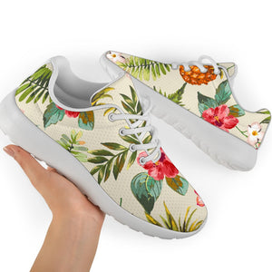 White Aloha Pineapple Pattern Print Sport Shoes GearFrost