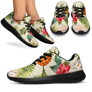 White Aloha Pineapple Pattern Print Sport Shoes GearFrost