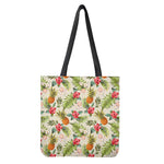 White Aloha Pineapple Pattern Print Tote Bag