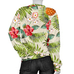 White Aloha Pineapple Pattern Print Women's Crewneck Sweatshirt GearFrost