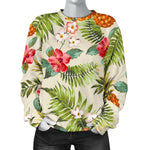 White Aloha Pineapple Pattern Print Women's Crewneck Sweatshirt GearFrost