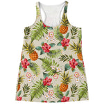 White Aloha Pineapple Pattern Print Women's Racerback Tank Top