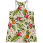 White Aloha Pineapple Pattern Print Women's Racerback Tank Top