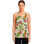 White Aloha Pineapple Pattern Print Women's Racerback Tank Top