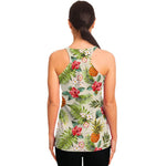 White Aloha Pineapple Pattern Print Women's Racerback Tank Top