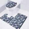 White Alstroemeria Pattern Print 3 Piece Bath Mat Set