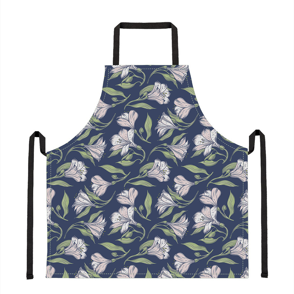 White Alstroemeria Pattern Print Apron