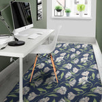 White Alstroemeria Pattern Print Area Rug