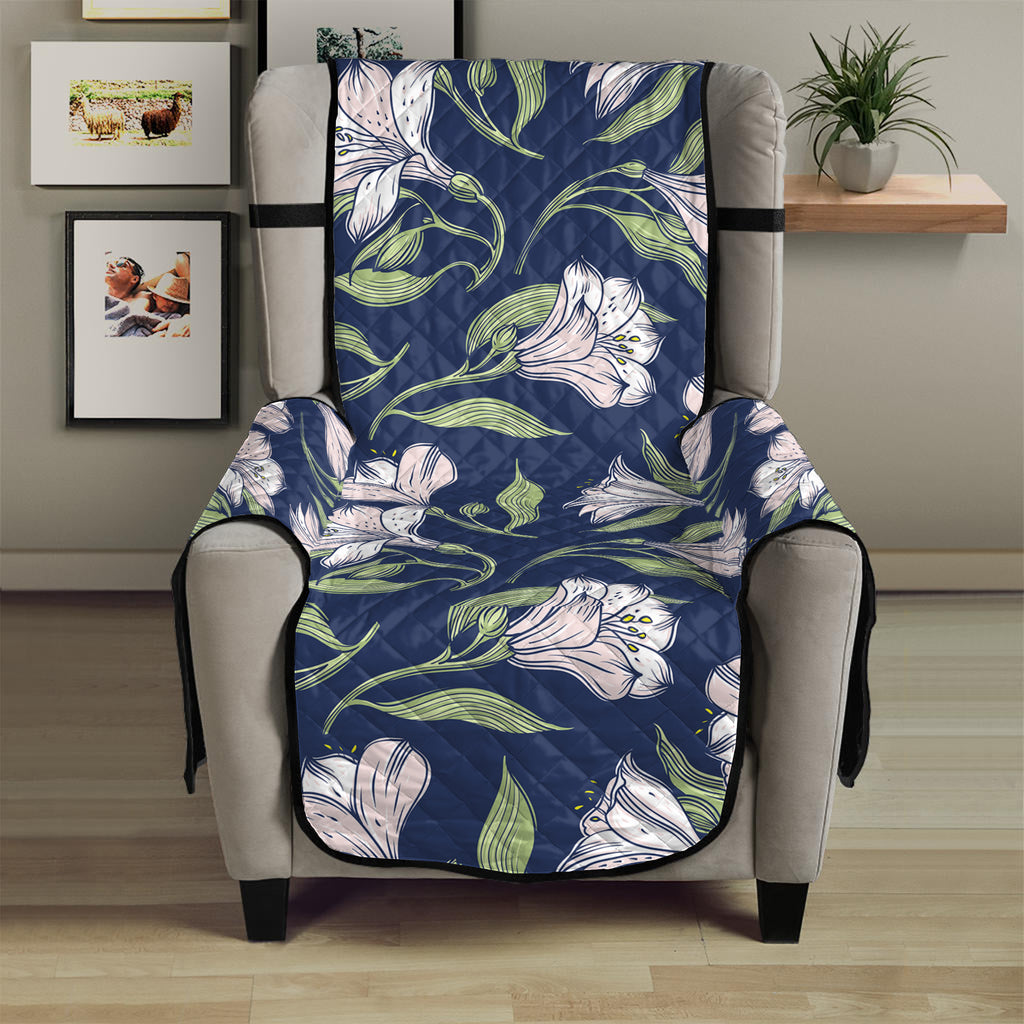 White Alstroemeria Pattern Print Armchair Protector