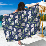 White Alstroemeria Pattern Print Beach Sarong Wrap