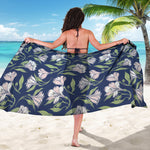White Alstroemeria Pattern Print Beach Sarong Wrap