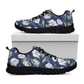 White Alstroemeria Pattern Print Black Running Shoes