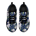 White Alstroemeria Pattern Print Black Sneakers