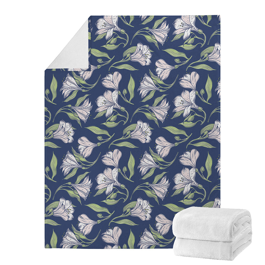 White Alstroemeria Pattern Print Blanket