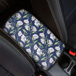 White Alstroemeria Pattern Print Car Center Console Cover