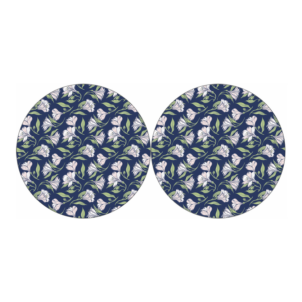 White Alstroemeria Pattern Print Car Coasters