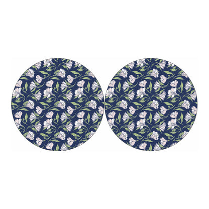 White Alstroemeria Pattern Print Car Coasters