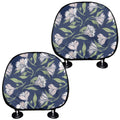 White Alstroemeria Pattern Print Car Headrest Covers